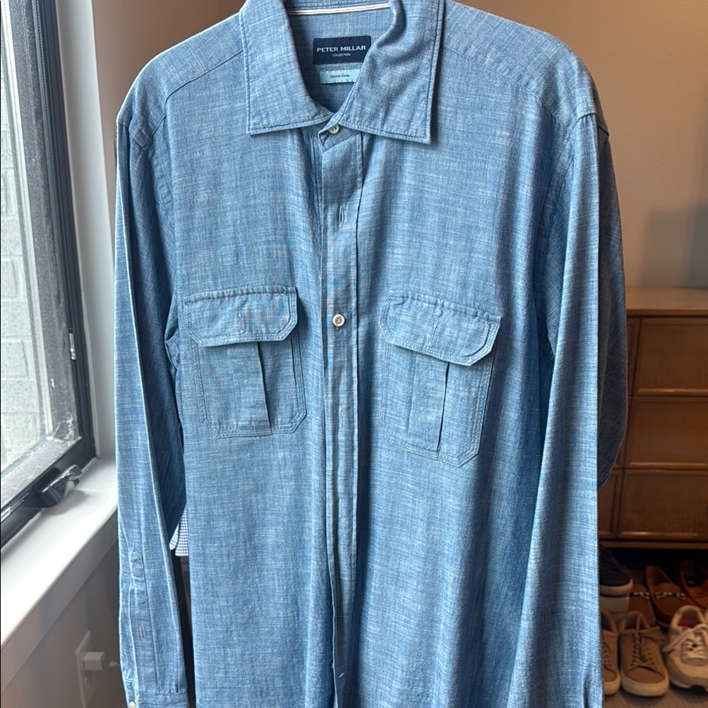 Peter Millar Blue Lightweight Shirt Jacket